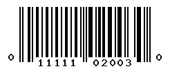 UPC barcode number 011111020030