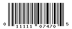 UPC barcode number 011111074705