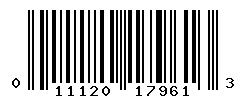 UPC barcode number 011120179613