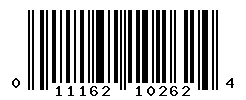 UPC barcode number 011162102624