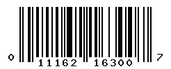 UPC barcode number 011162163007