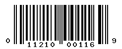 UPC barcode number 011210001169