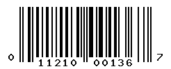 UPC barcode number 011210001367