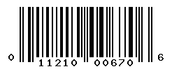 UPC barcode number 011210006706