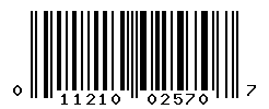 UPC barcode number 011210025707