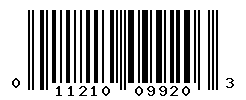 UPC barcode number 011210099203