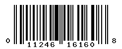 UPC barcode number 011246161608