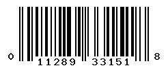 UPC barcode number 011289331518