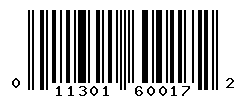 UPC barcode number 011301600172