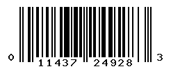 UPC barcode number 011437249283