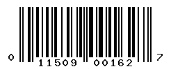 UPC barcode number 011509001627