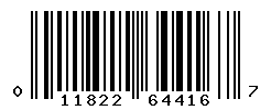 UPC barcode number 011822644167