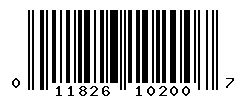 UPC barcode number 011826102007