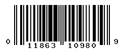 UPC barcode number 011863109809
