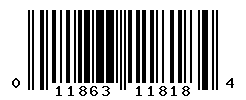 UPC barcode number 011863118184