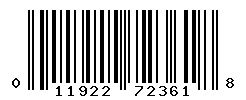 upc 011922723618 barcode image