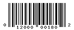 UPC barcode number 012000001802