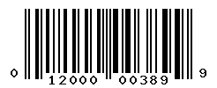 UPC barcode number 012000003899