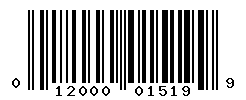 UPC barcode number 012000015199