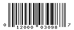 UPC barcode number 012000030987