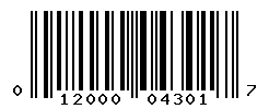 UPC barcode number 012000043017