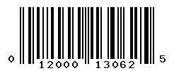 UPC barcode number 012000130625