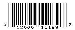 UPC barcode number 012000151897