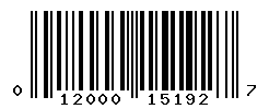 UPC barcode number 012000151927