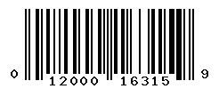 UPC barcode number 012000163159