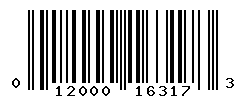 UPC barcode number 012000163173