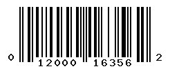 UPC barcode number 012000163562