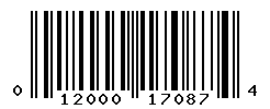 UPC barcode number 012000170874