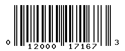 UPC barcode number 012000171673