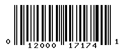 UPC barcode number 012000171741