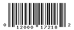 UPC barcode number 012000172182
