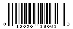 UPC barcode number 012000180613