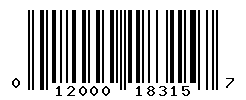 UPC barcode number 012000183157