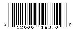 UPC barcode number 012000183706