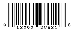 UPC barcode number 012000286216