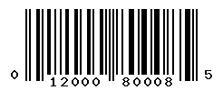 UPC barcode number 012000800085