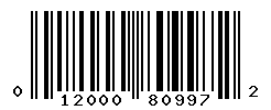 UPC barcode number 012000809972