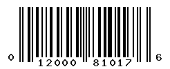 UPC barcode number 012000810176