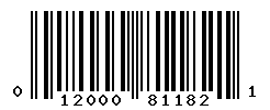 UPC barcode number 012000811821