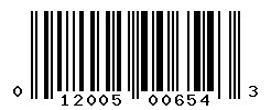UPC barcode number 012005006543