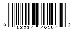 UPC barcode number 012017701672