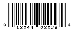 UPC barcode number 012044020364