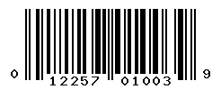UPC barcode number 012257010039