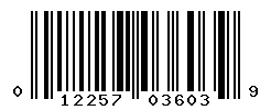 UPC barcode number 012257036039