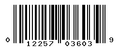 UPC barcode 012257036039