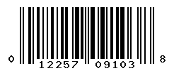 UPC barcode number 012257091038